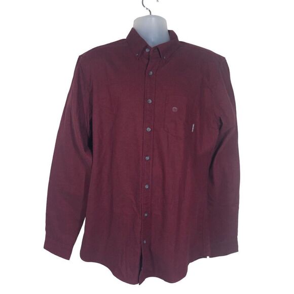 Eddie Bauer Shirt Mens Large Tall Maroon Field Flannel Chore Ranch Button Down - Picture 4 of 12